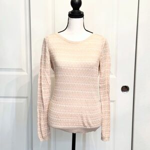 Peach Gold Metallic Knit Sweater by Sparrow (at Anthropologie), Size XS